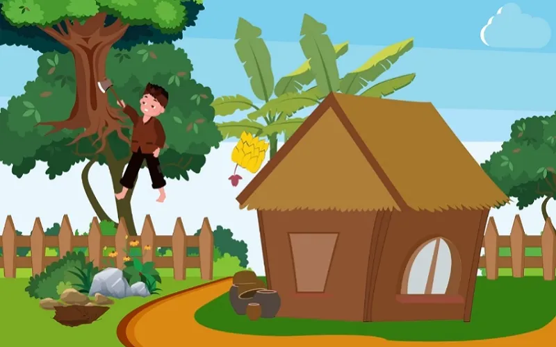 Chú Cuội níu rễ cây đa thần kỳ bay vút lên cung trăng