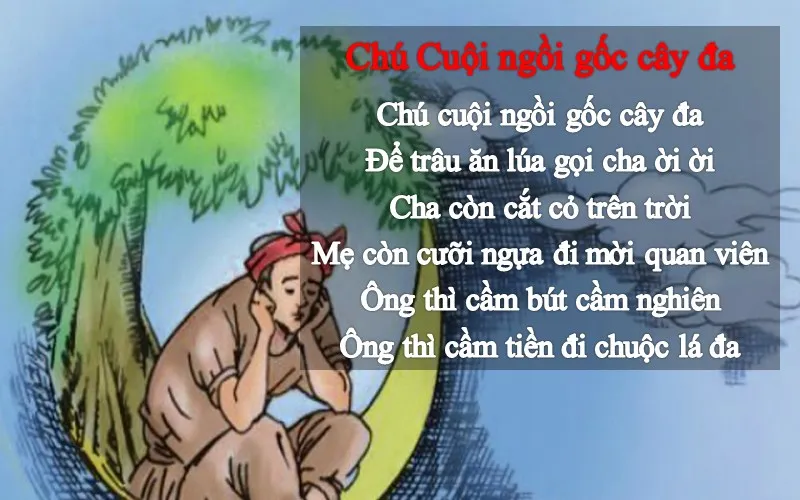 Chú Cuội ngồi dưới gốc cây đa trên cung trăng