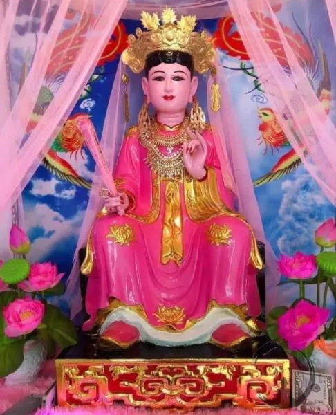 Chân dung Cô Chín Thượng Ngàn với trang phục màu hồng đào phai, minh họa người có căn cô yêu thích màu nổi bật