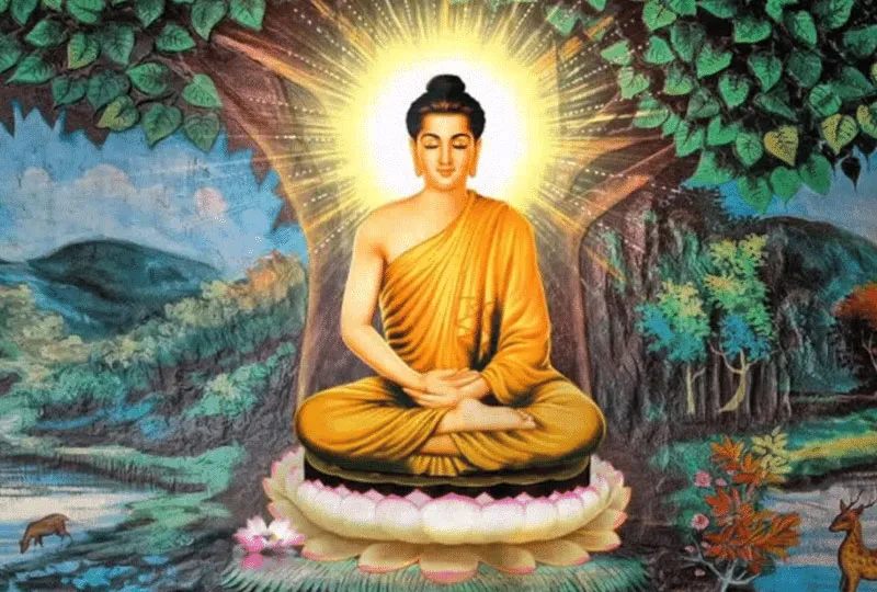 Hình ảnh Đức Phật Thích Ca Mâu Ni khi đản sinh, minh họa sự tích lễ Phật Đản thiêng liêng tại vườn Lâm Tì Ni