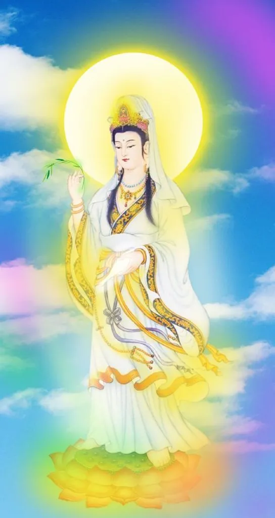 Tượng Phật Bà Quan Âm Nam Hải trong tư thế ngự tọa, thể hiện thần lực và sự uy nghi của bậc Giác ngộ