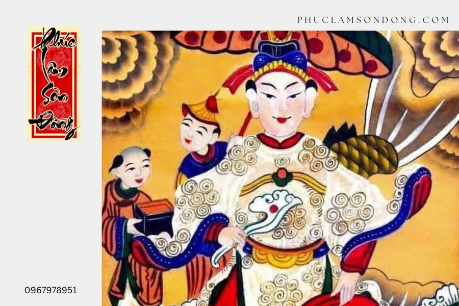 Tranh vẽ Ông Hoàng Bơ Thoải trong trang phục áo trắng, tượng trưng cho vị thế trong Tứ Phủ Quan Hoàng