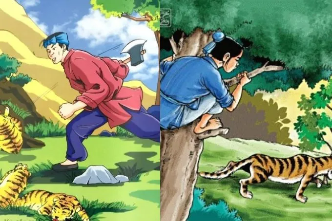 Cuội, người tiều phu nhân hậu, đang chăm sóc và chiết xuất lá từ cây thuốc quý cải tử hoàn sinh sau khi phát hiện tác dụng của nó