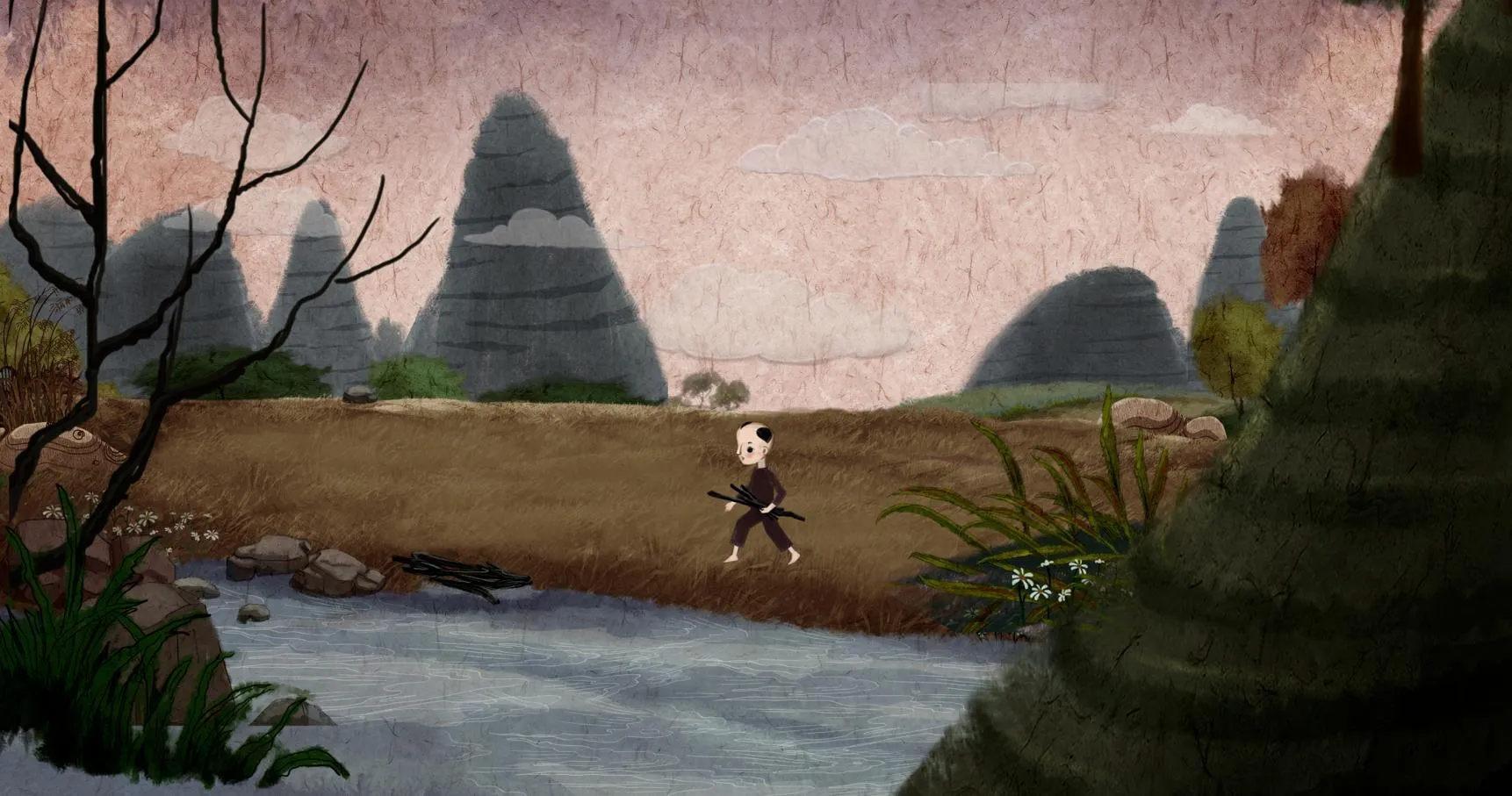 Khung cảnh yên bình của cuộc sống thôn quê Việt Nam thời xưa