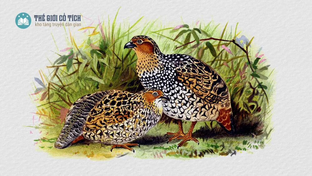 Người mẹ góa bụa tần tảo nuôi con, minh họa cho sự tích con chim đa đa