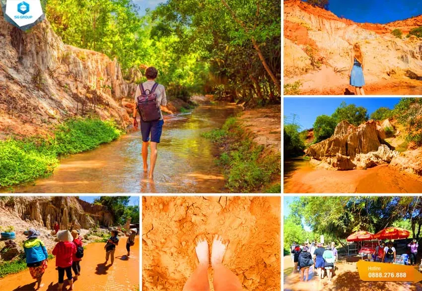 Suối Tiên Mũi Né, dòng suối màu đỏ đặc trưng gần khu vực tháp Chăm Poshanư, thể hiện địa hình độc đáo của Phan Thiết