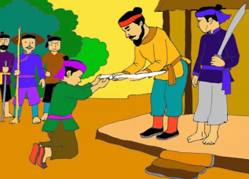 Sơ đồ tóm tắt ngắn gọn Sự tích Hồ Gươm, giúp người đọc nắm bắt nhanh diễn biến chính từ mượn gươm đến hoàn gươm