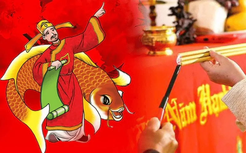 Sự tích ông Công ông Táo về trời: Hình ảnh minh họa ba vị thần Thổ Công, Thổ Địa, Thổ Kỳ trông coi việc bếp núc và nhà cửa