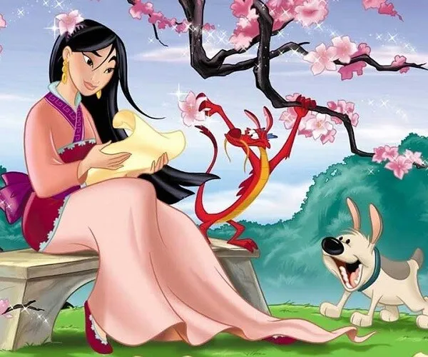 Sự tích hoa Mộc Lan và hình ảnh nàng Câycô lắng nghe chú vẹt già kể về bí mật dùng máu biến hoa giấy thành hoa tươi để làm giàu