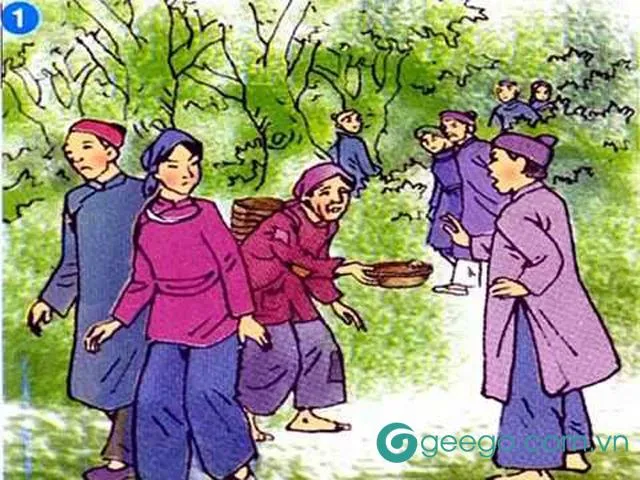 Bà lão ăn xin gầy gò, bệnh tật xuất hiện tại lễ hội cúng Phật, bị dân làng xa lánh thể hiện sự vô cảm trong sự tích hồ Ba Bể