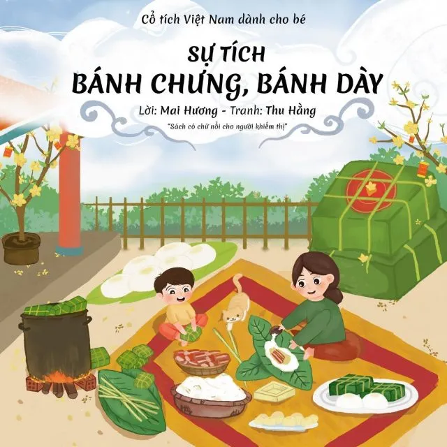 Tái hiện hình ảnh bánh chưng vuông và bánh dày tròn, biểu tượng triết lý âm dương hòa hợp trời đất trong truyền thuyết Lang Liêu