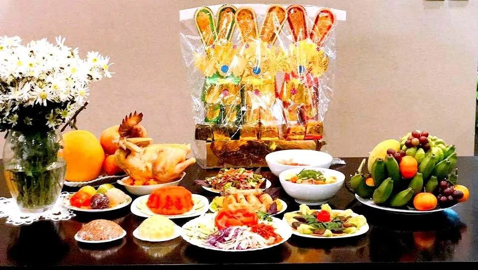 Mâm cỗ mặn truyền thống cúng Táo Quân miền Bắc ngày 23 tháng Chạp