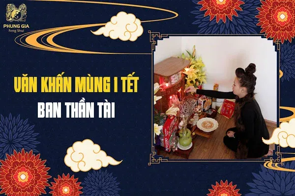 Tín chủ thành tâm quỳ lạy trước ban Thần Tài