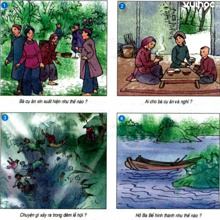 Hình ảnh minh họa Bà lão ăn xin lở loét trong câu chuyện Sự tích Hồ Ba Bể