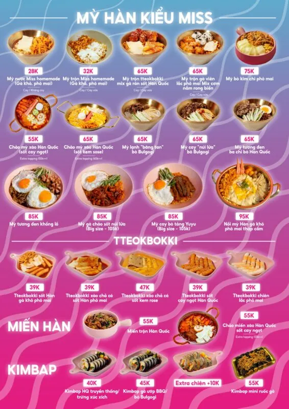 Thực đơn miss homemade menu được thiết kế chuyên nghiệp với logo và slogan thương hiệu