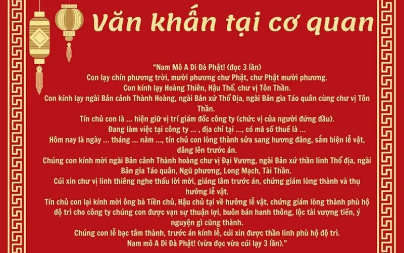 Toàn bộ nội dung văn khấn mùng 1 tại cơ quan chuẩn xác