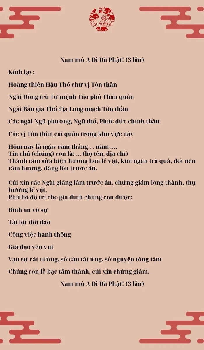 Gia chủ thực hiện nghi lễ cúng rằm thần linh