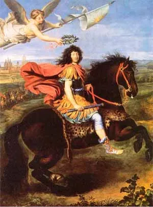 Louis XIV cỡi ngựa, mô tả vị vua chuyên chế sáng suốt, một trong những yếu tố dẫn đến cuộc cách mạng pháp
